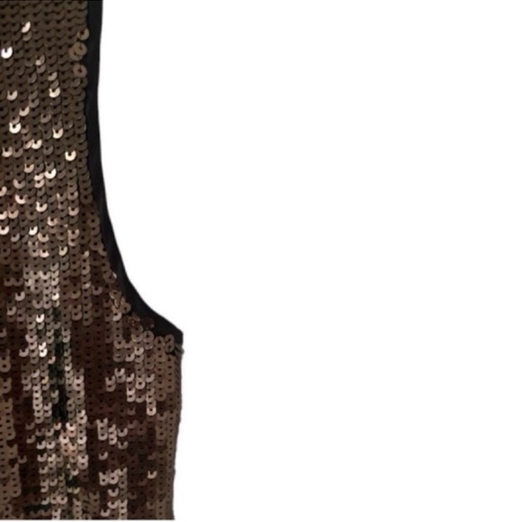 Elie Tahari Dark Brown Sequin Sleeveless Scoop Neck Silk Blend Top Size Small - Picture 7 of 7
